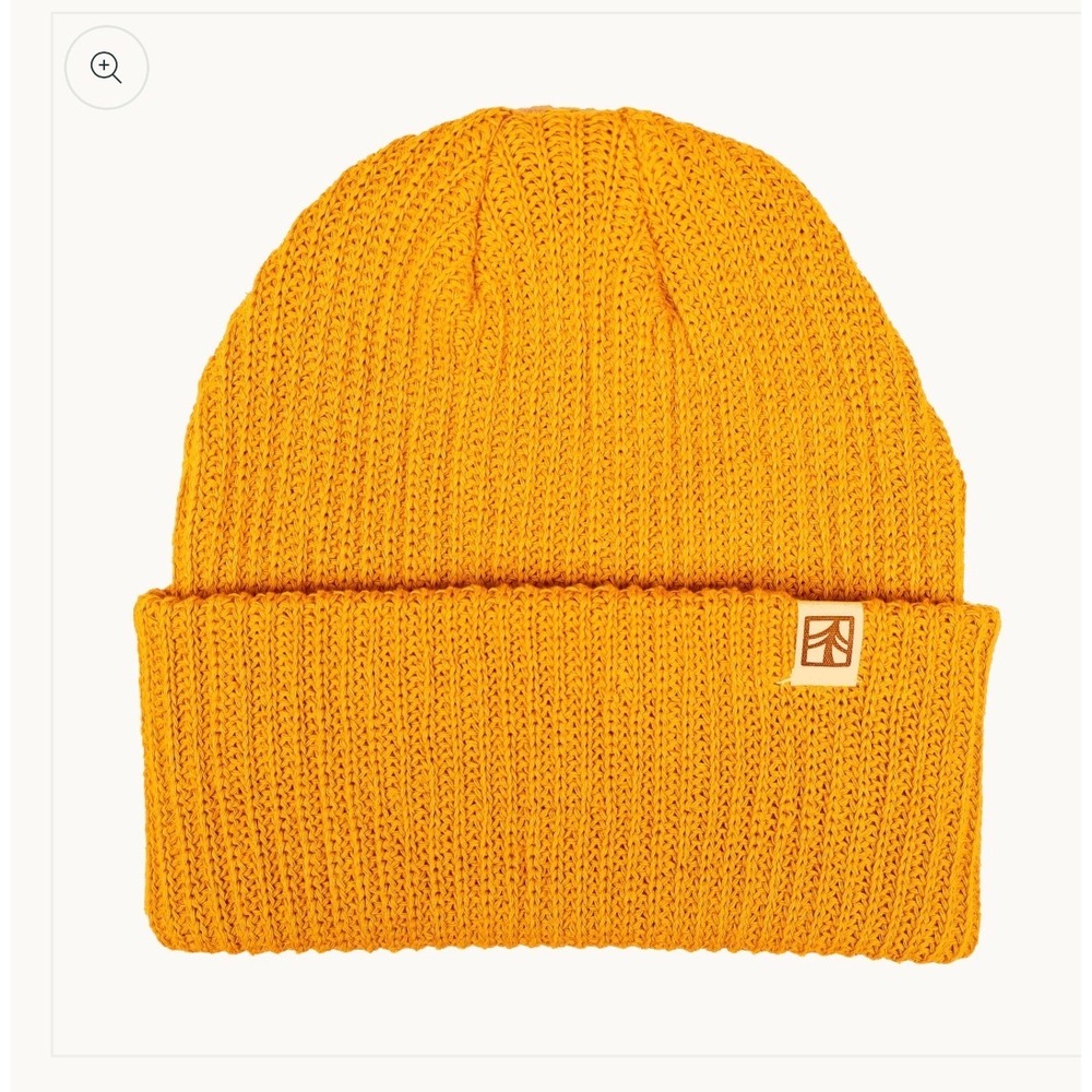 RUSTEK Mustard Yellow Organic Cotton Ribbed Knit Beanie Hat NEW Ski Snowboard